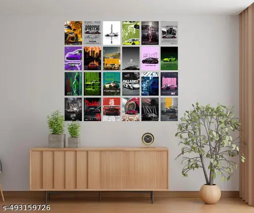 Aesthetic Car Wall Collage Kit || 24pcs (4×6inch) car Aesthetic Posters For Room Decoration Water Resistant Paper Comes With Adhesive Tape (Car )