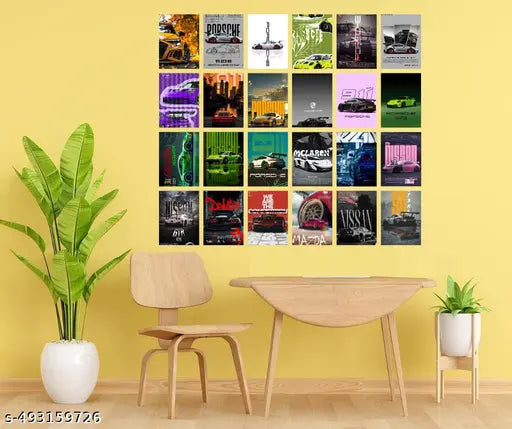 Aesthetic Car Wall Collage Kit || 24pcs (4×6inch) car Aesthetic Posters For Room Decoration Water Resistant Paper Comes With Adhesive Tape (Car )