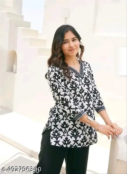 Cottan Printed Short Kurti Top for Women