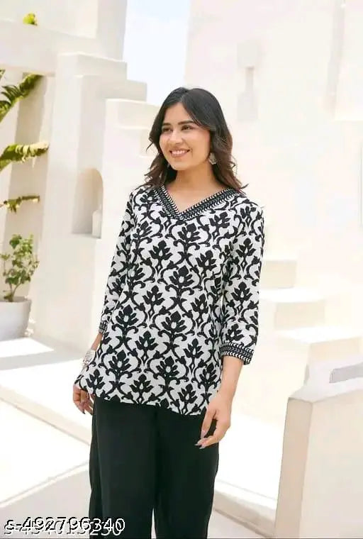 Cottan Printed Short Kurti Top for Women