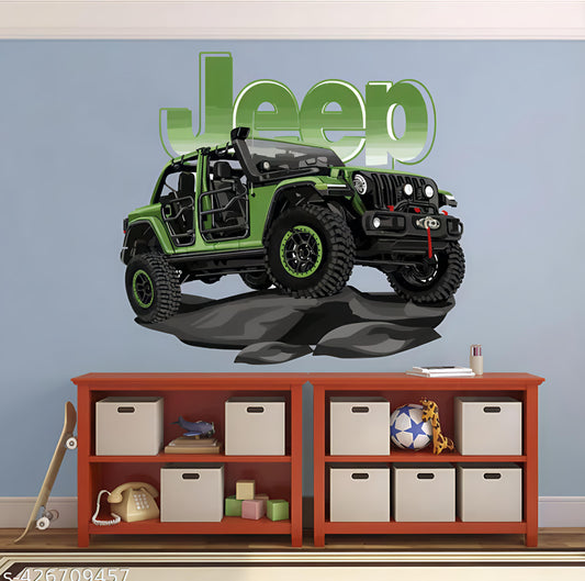 Artistic Decals Car Wall Sticker for Living Room, Bedroom, Kids Room, Big size sticker, 3D sticker, PVC vinyl wall sticker, Mountain jeeps,