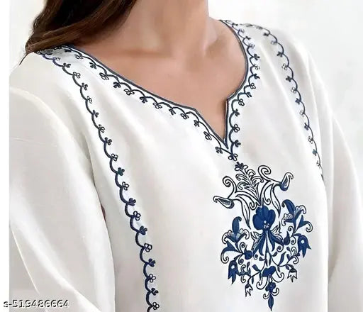 big size white embroidery kurti 
Name: big size white embroidery kurti