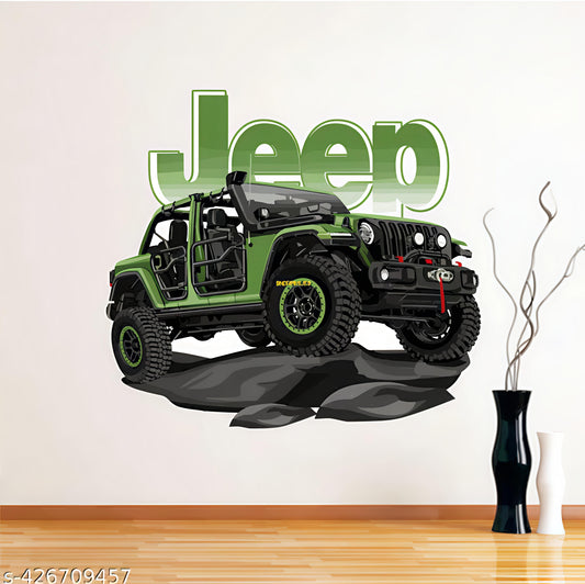 Artistic Decals Car Wall Sticker for Living Room, Bedroom, Kids Room, Big size sticker, 3D sticker, PVC vinyl wall sticker, Mountain jeeps,