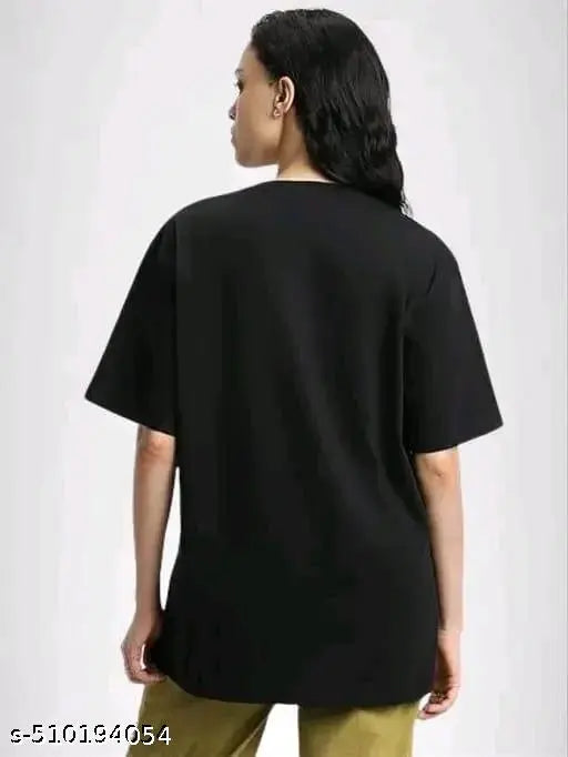 """"Stylish Printed Oversized"""Women's T-shirt""""Black