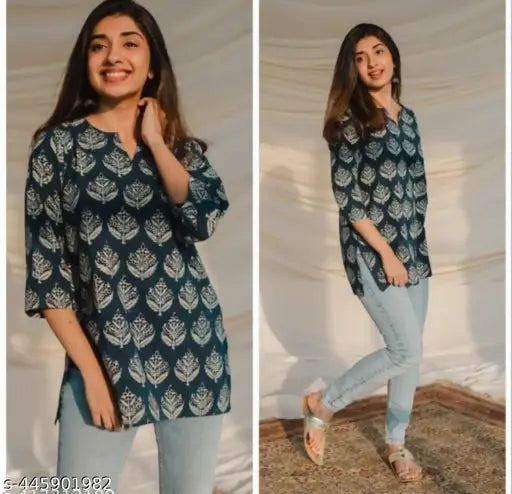 Mannat Fashion Printed Rayon Short Kurta For Women And Girls